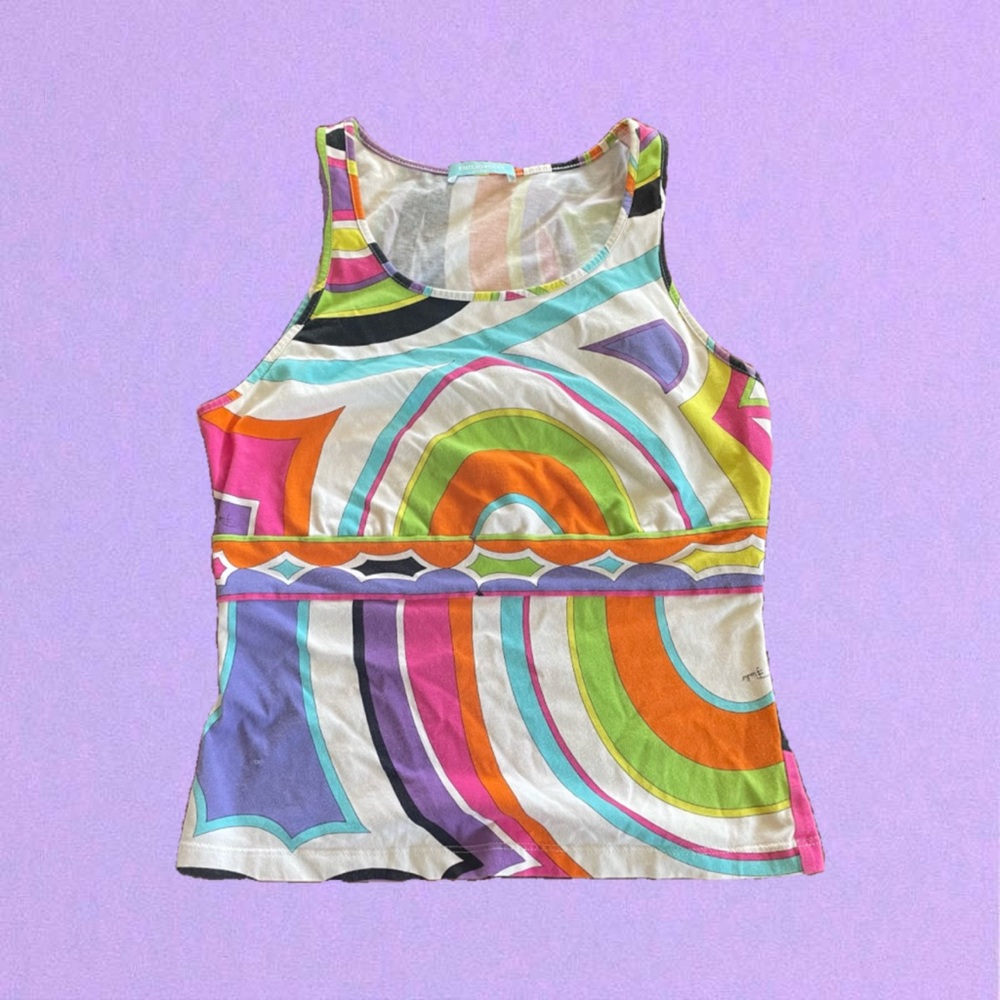 Emilio pucci vintage designer psychedelic wavy print tank top